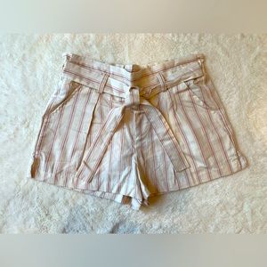 NEW • 1st Kiss • High-Waisted • Cream Shorts with Rose Pink Pinstripes• Size 9
